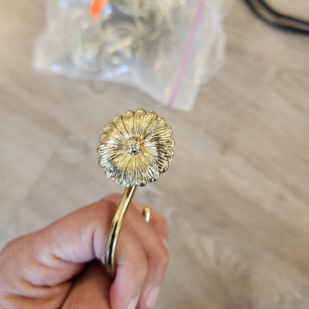 Gold floral shower curtain hooks